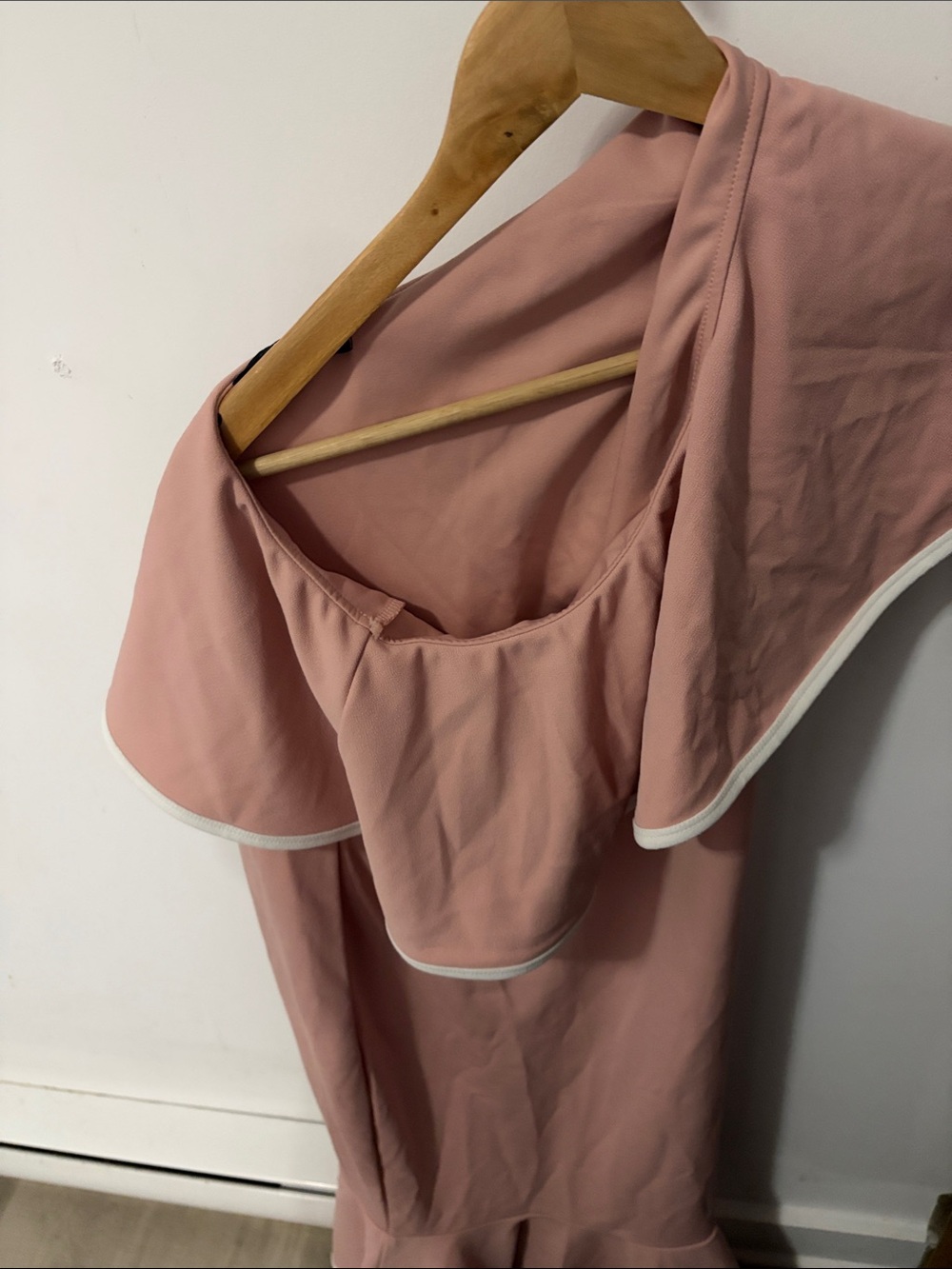 Women's Pink Sleepwear Dress with White Trim